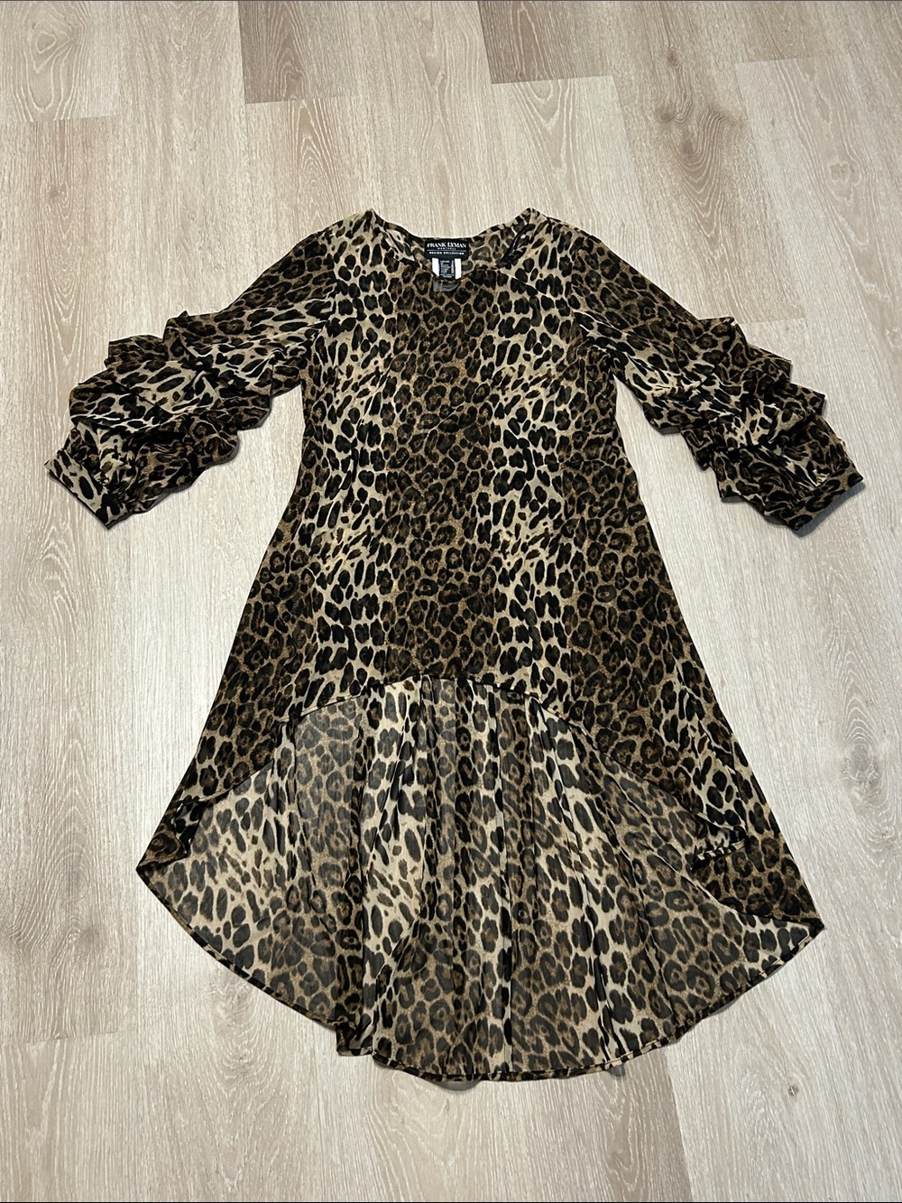Frank Lyman Design Montreal Leopard Print Sheer Tunic Dress Sz 8